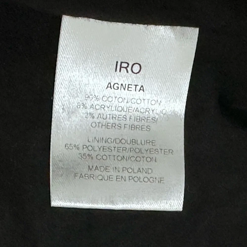 IRO Agneta Black Boucle Tweed Knit‎ Jacket Size 2 Full Zip Pockets